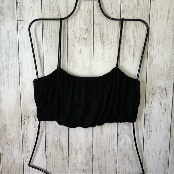 Sadie & Sage Black Flounce Bralette Size Medium Light Support Soft Pull On - Picture 3 of 7